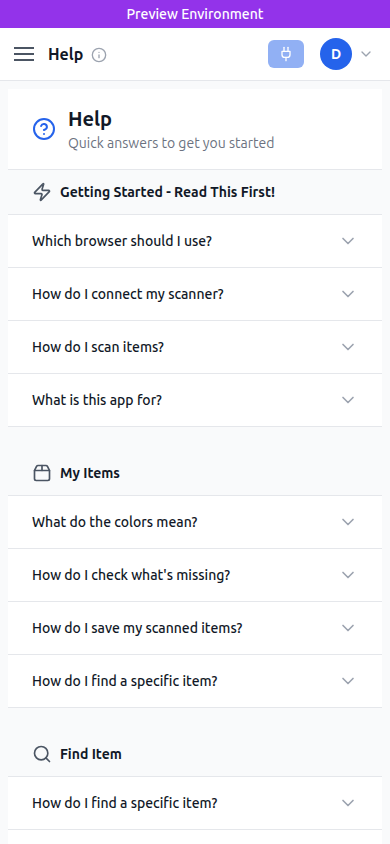 Help mobile screenshot