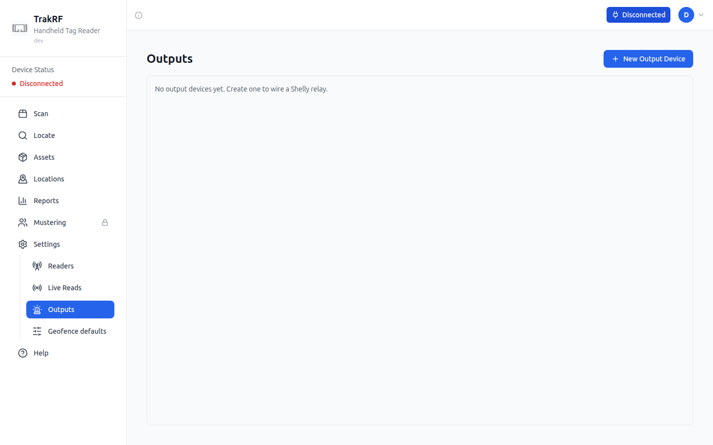 Outputs desktop screenshot