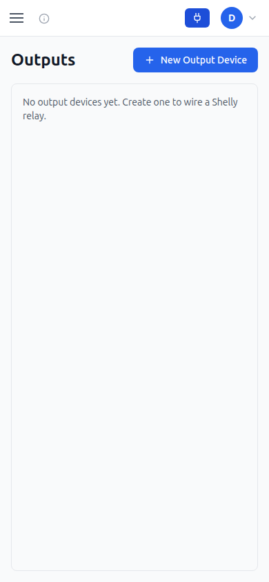 Outputs mobile screenshot